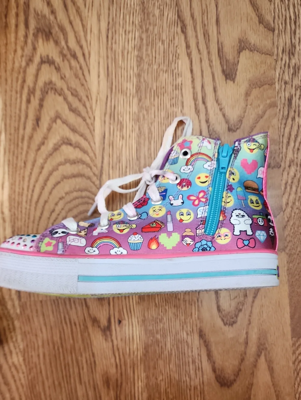 Skechers Twinkle Toes Emoji High-Top Sneakers, VGUC, Working, Girl's Size 2